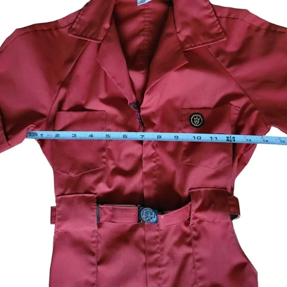 VTG Walls Leisure Alls Buckle Elastic Waist Jumpsuit Child Red Orange Overalls